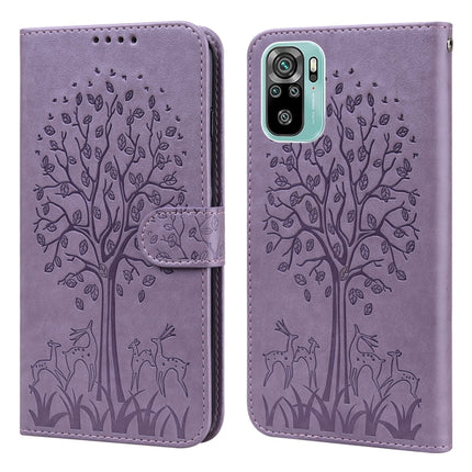 Tree & Deer Pattern Pressed Flip Leather Phone Case, For Xiaomi Redmi Note 8 2021 / Note 8, For Xiaomi Redmi 9 / Redmi 10X, For Xiaomi Redmi Note 10 5G / Poco M3 Pro 5G, For Xiaomi Redmi Note 10 / Note 10S