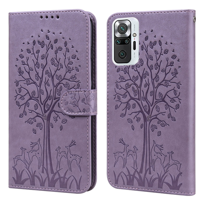 Tree & Deer Pattern Pressed Flip Leather Phone Case, For Xiaomi Redmi Note 10 Pro / Note 10 Pro Max, For Xiaomi Redmi Note 11 4G, For Xiaomi Redmi Note 11 Pro 4G / 5G, For Xiaomi Redmi Note 9 Pro / Note 9 Pro Max