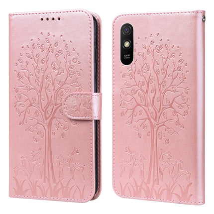 Tree & Deer Pattern Pressed Flip Leather Phone Case, For Xiaomi Redmi 9A, For Xiaomi Poco C3 / Redmi 9C
