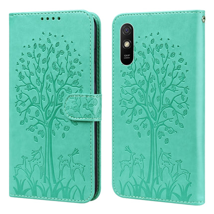 Tree & Deer Pattern Pressed Flip Leather Phone Case, For Xiaomi Redmi 9A, For Xiaomi Poco C3 / Redmi 9C