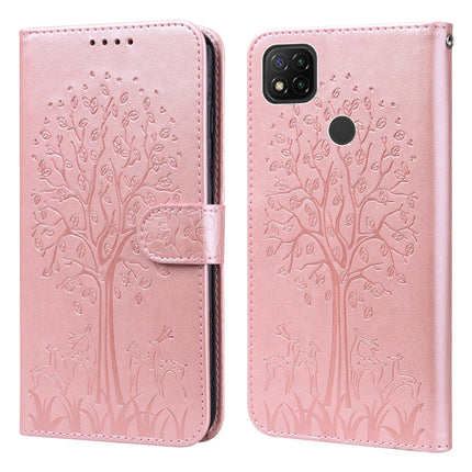 Tree & Deer Pattern Pressed Flip Leather Phone Case, For Xiaomi Redmi 9A, For Xiaomi Poco C3 / Redmi 9C