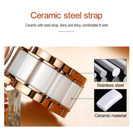 JIN SHI DUN 8831 Women Fashion Diamond Hollowed Waterproof Ceramic Mechanical Watch