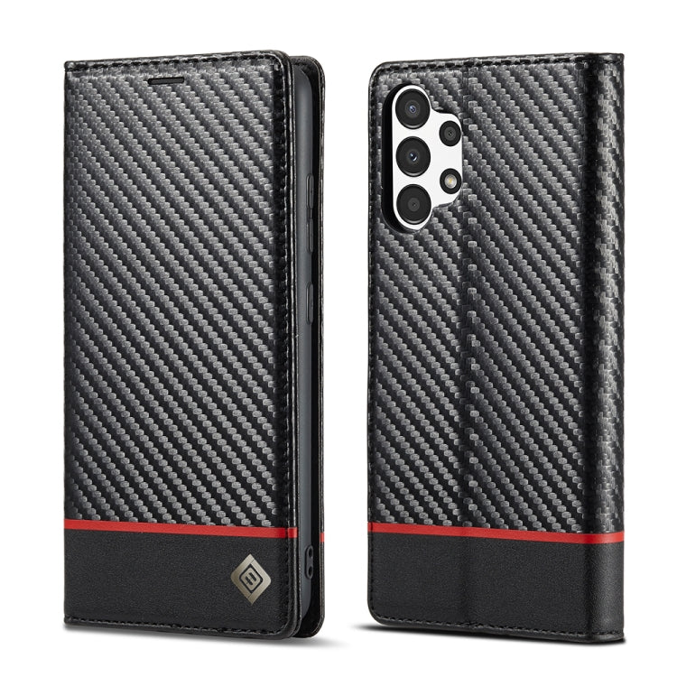LC.IMEEKE Carbon Fiber Horizontal Flip Leather Phone Case, For Samsung Galaxy A13 4G