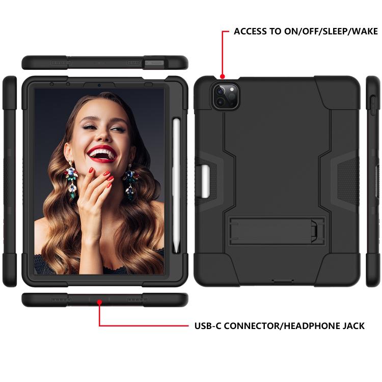 Estuche combinado de silicona y PC en color de contraste con soporte para Galaxy Tab S5e T720 y iPad 10.2