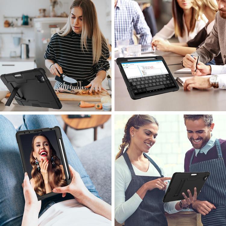 Estuche combinado de silicona y PC en color de contraste con soporte para Galaxy Tab S5e T720 y iPad 10.2
