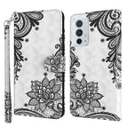 For OnePlus 9RT 5G / Diagonal Black Flower