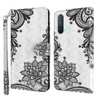 For OnePlus Nord CE 5G / Diagonal Black Flower