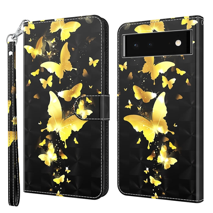 3D Painting Pattern TPU + PU Leather Phone Case, For Google Pixel 7 Pro 5G, For Google Pixel 6a