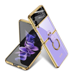 GKK Integrated Solid Color Plating Phone Case with Ring Holder, For Samsung Galaxy Z Flip3 5G