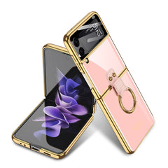 GKK Integrated Solid Color Plating Phone Case with Ring Holder, For Samsung Galaxy Z Flip3 5G