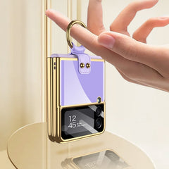 GKK Integrated Solid Color Plating Phone Case with Ring Holder, For Samsung Galaxy Z Flip3 5G