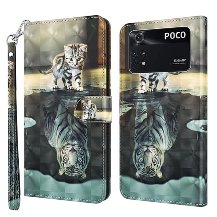3D Painting Pattern TPU + PU Leather Phone Case, For Xiaomi Poco M4 Pro, For Xiaomi Poco X4 Pro 5G
