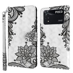 For Xiaomi Poco M4 Pro / Diagonal Black Flower