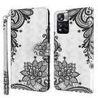For Xiaomi Redmi Note 11 Pro / 11 Pro+ / Diagonal Black Flower