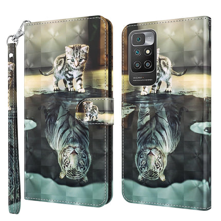3D Painting Pattern TPU + PU Leather Phone Case, For Xiaomi Redmi 10, For Xiaomi Redmi 10C International Version