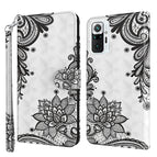 For Xiaomi Redmi Note 10 Pro / 10 Pro Max / Diagonal Black Flower