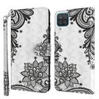 For Samsung Galaxy A22 5G / Diagonal Black Flower