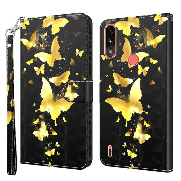 3D Painting Pattern TPU + PU Leather Phone Case, For Motorola Moto E7i Power / E7 Power, For Motorola Moto E20 / E30 / E40