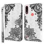 For Motorola Moto E7i Power / E7 Power / Diagonal Black Flower