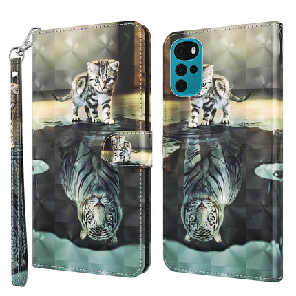 3D Painting Pattern TPU + PU Leather Phone Case, For Motorola Moto G22, For Motorola Moto G30 / G20 / G10