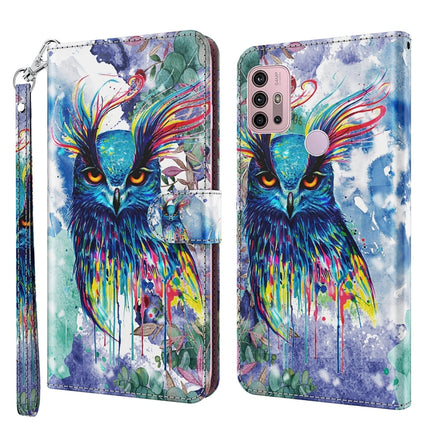 3D Painting Pattern TPU + PU Leather Phone Case, For Motorola Moto G22, For Motorola Moto G30 / G20 / G10