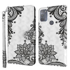 For Motorola Moto G50 / Diagonal Black Flower