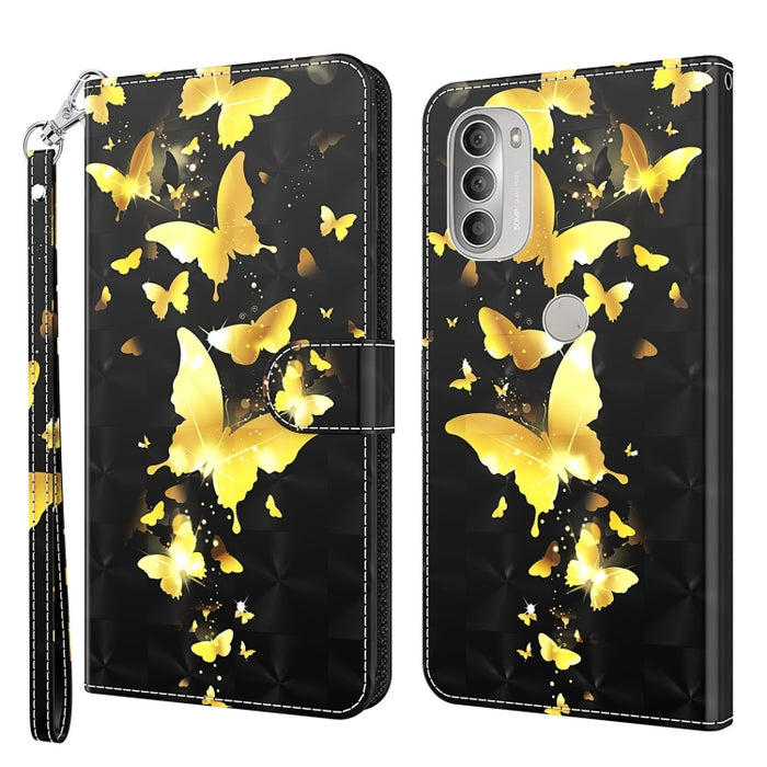 3D Painting Pattern TPU + PU Leather Phone Case, For Motorola Moto G51 5G, For Motorola Moto G60