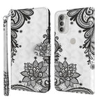 For Motorola Moto G51 5G / Diagonal Black Flower