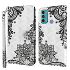 For Motorola Moto G60 / Diagonal Black Flower