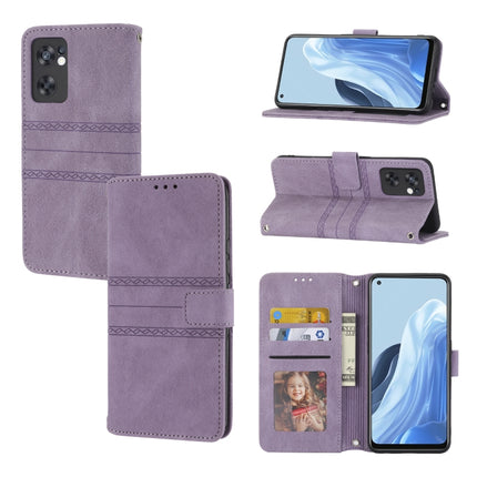 Embossed Striped Magnetic Buckle Horizontal Flip Phone Leather Case, For Fujitsu Arrows F-52B, For OPPO A96 5G, For OPPO Reno7 5G, For OPPO Reno7 SE 5G
