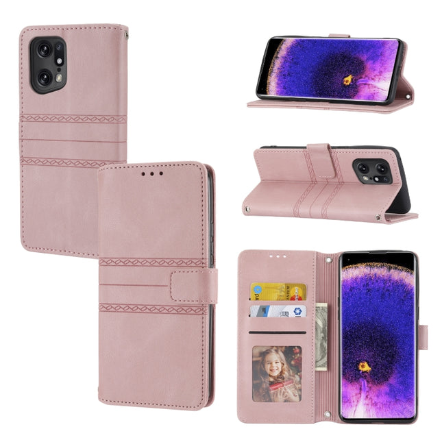 Embossed Striped Magnetic Buckle Horizontal Flip Phone Leather Case, For OPPO Find X5, For OPPO Find X5 Pro, For OPPO Realme 9 Pro+, For OPPO Realme C35