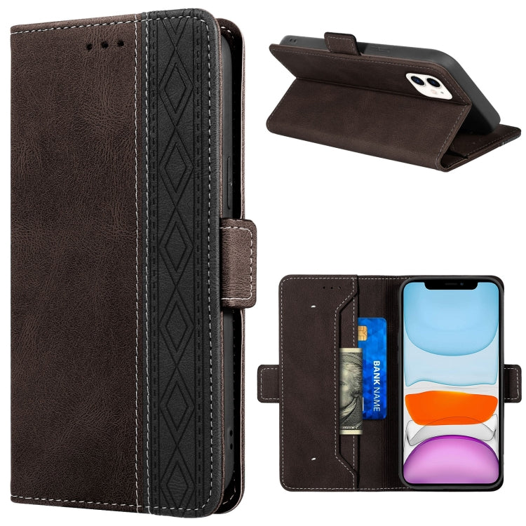 Magnetische RFID-Lederhülle mit Nähten, für iPhone 11 Pro, für iPhone 11 Pro Max, für iPhone X / XS, für iPhone XR, für iPhone XS Max, für iPhone SE 2022 / SE 2020 / 7 / 8, für iPhone 7 Plus / 8 Plus