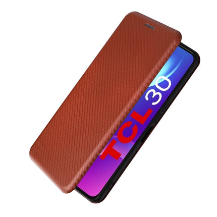 Carbon Fiber Texture Magnetic Horizontal Flip Leather Phone Case, For TCL 30 5G / 30+