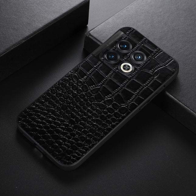 Crocodile Top Layer Cowhide Leather Phone Case, For OnePlus 10 Pro 5G, For OnePlus Nord CE 2 5G