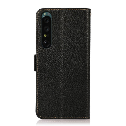 KHAZNEH Side-Magnetic Litchi Genuine Leather RFID Phone Case, For vivo Y75 5G, For Sony Xperia 1 IV