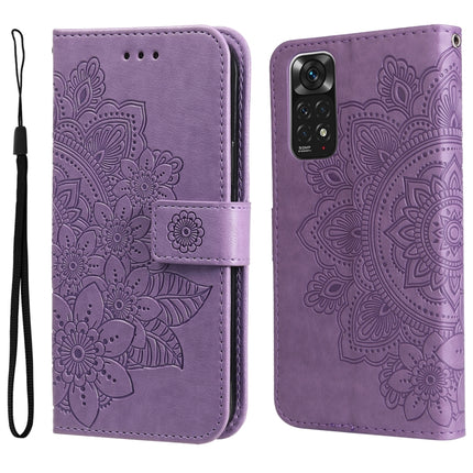7-petal Flowers Embossing Pattern Horizontal Flip Leather Case, For Xiaomi Redmi Note 11 4G(Global), For Xiaomi Redmi Note 11 Pro 4G, For OPPO Realme 9i / A36 4G / A76 4G(Global), For OPPO Realme 9 Pro+
