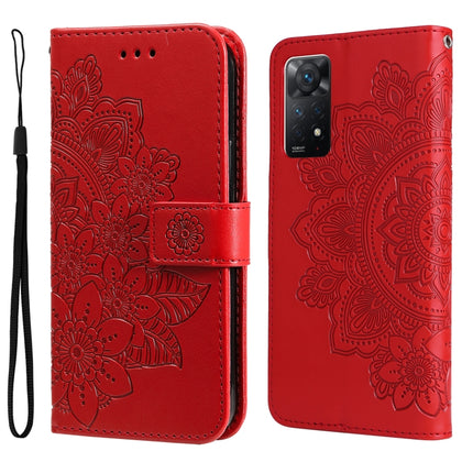 7-petal Flowers Embossing Pattern Horizontal Flip Leather Case, For Xiaomi Redmi Note 11 4G(Global), For Xiaomi Redmi Note 11 Pro 4G, For OPPO Realme 9i / A36 4G / A76 4G(Global), For OPPO Realme 9 Pro+