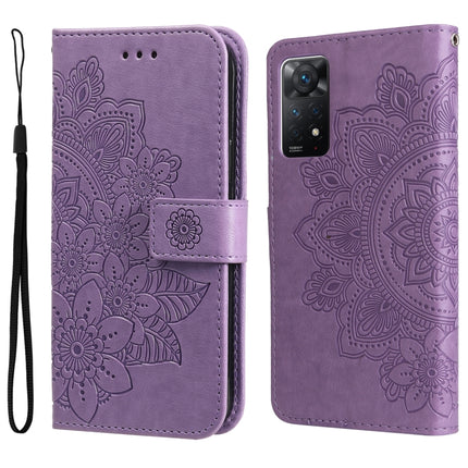 7-petal Flowers Embossing Pattern Horizontal Flip Leather Case, For Xiaomi Redmi Note 11 4G(Global), For Xiaomi Redmi Note 11 Pro 4G, For OPPO Realme 9i / A36 4G / A76 4G(Global), For OPPO Realme 9 Pro+