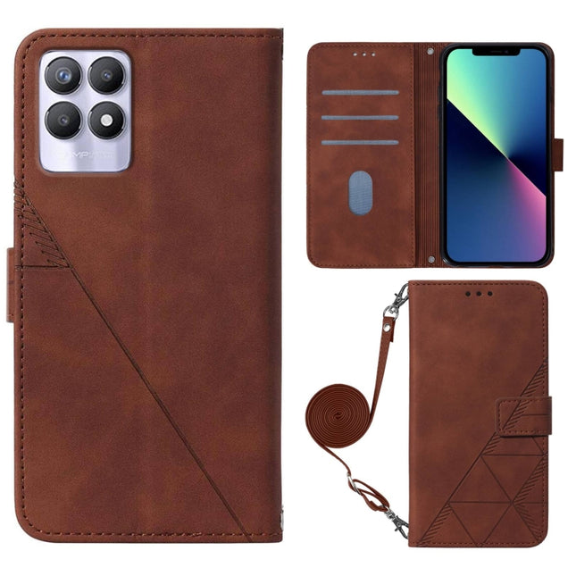 Crossbody 3D Embossed Flip Leather Phone Case, For OPPO Realme 8 / 8 Pro, For OPPO Realme 8i, For OPPO Realme C11, For OPPO Realme C12 / C25