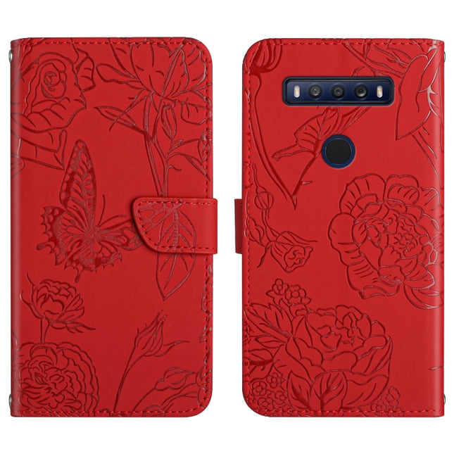Skin Feel Butterfly Peony Embossed Leather Phone Case, For TCL 10 SE, For TCL 20 Pro 5G, For TCL 20 SE, For TCL 20 R 5G, For TCL 20S / 20 5G / 20L / 20L+