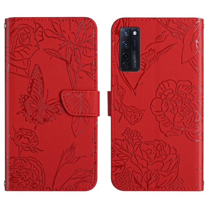 Skin Feel Butterfly Peony Embossed Leather Phone Case, For ZTE Axon 20 4G / 5G, For ZTE Axon 30 5G, For ZTE Blade A31, For ZTE Blade A51