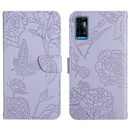 Skin Feel Butterfly Peony Embossed Leather Phone Case, For ZTE Blade A71, For ZTE Blade L210, For ZTE Blade V30, For ZTE Libero 5G