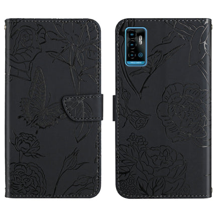 Skin Feel Butterfly Peony Embossed Leather Phone Case, For ZTE Blade A71, For ZTE Blade L210, For ZTE Blade V30, For ZTE Libero 5G