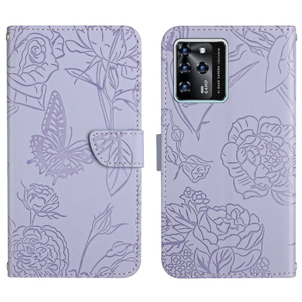 Skin Feel Butterfly Peony Embossed Leather Phone Case, For ZTE Blade A71, For ZTE Blade L210, For ZTE Blade V30, For ZTE Libero 5G