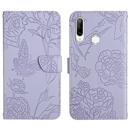 Skin Feel Butterfly Peony Embossed Leather Phone Case, For ZTE Blade A71, For ZTE Blade L210, For ZTE Blade V30, For ZTE Libero 5G