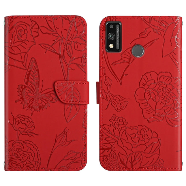 Skin Feel Butterfly Peony Embossed Leather Phone Case, For Honor 9X Lite, For Huawei nova 7 SE, For Huawei nova 8i, For Huawei P30