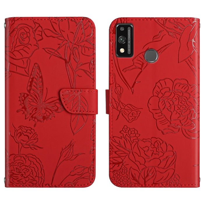 Skin Feel Butterfly Peony Embossed Leather Phone Case, For Honor 9X Lite, For Huawei nova 7 SE, For Huawei nova 8i, For Huawei P30