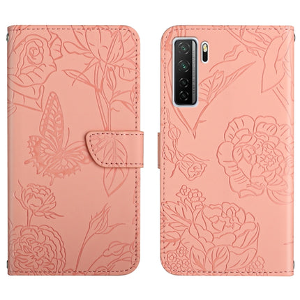 Skin Feel Butterfly Peony Embossed Leather Phone Case, For Honor 9X Lite, For Huawei nova 7 SE, For Huawei nova 8i, For Huawei P30