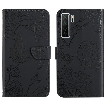 Skin Feel Butterfly Peony Embossed Leather Phone Case, For Honor 9X Lite, For Huawei nova 7 SE, For Huawei nova 8i, For Huawei P30
