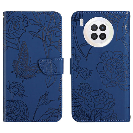 Skin Feel Butterfly Peony Embossed Leather Phone Case, For Honor 9X Lite, For Huawei nova 7 SE, For Huawei nova 8i, For Huawei P30